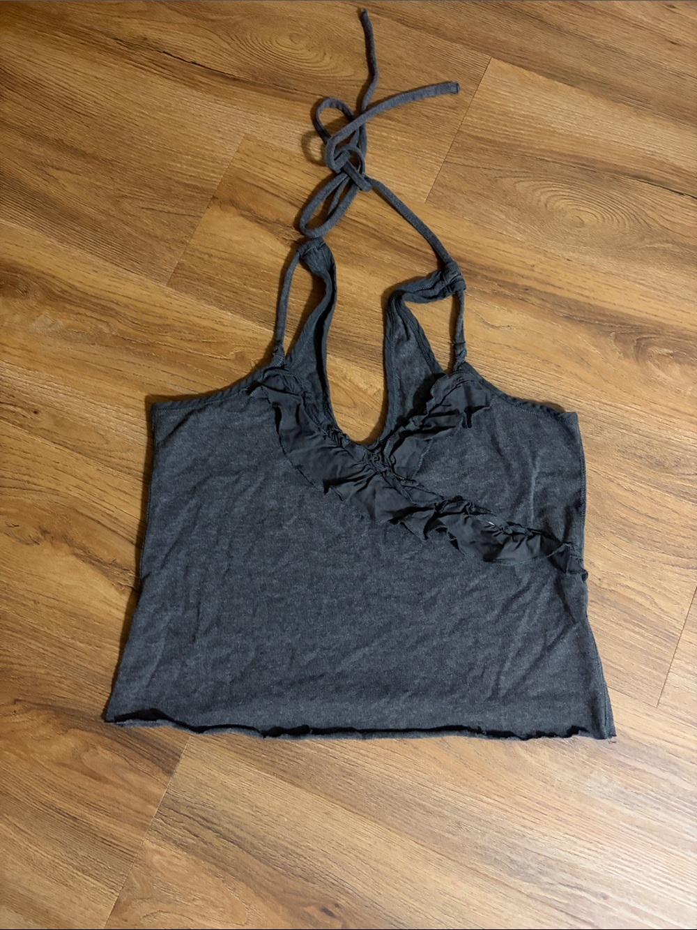 Abercrombie & Fitch Charcoal Ruffle Halter Camisole